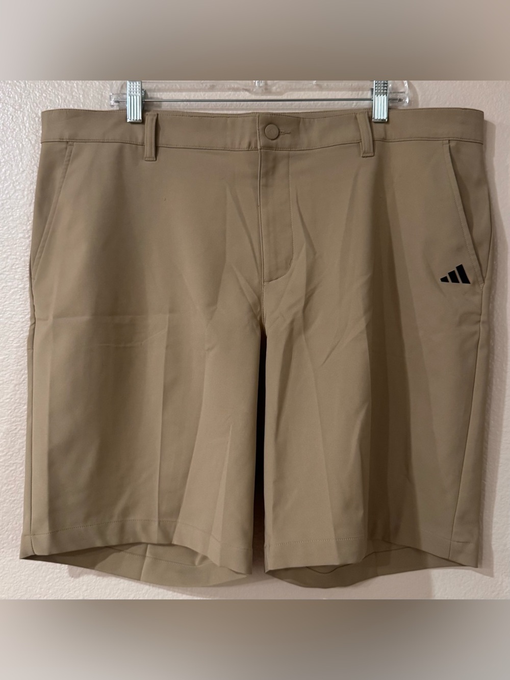 adidas Adi Advantage Golf Shorts Hemp Tan Beige Flat Front Mens Size 40